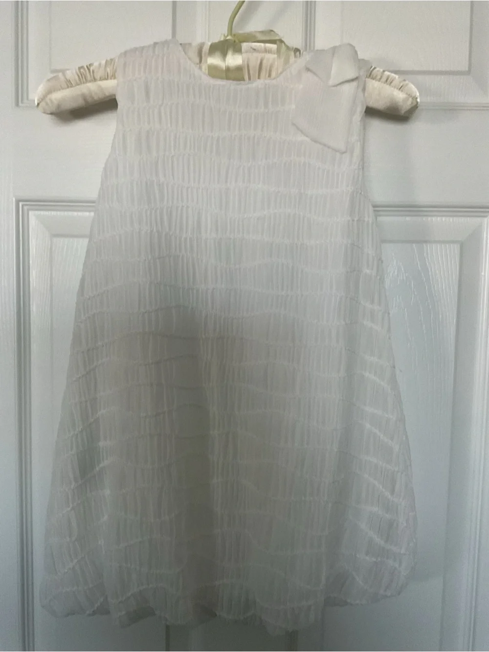 Mayoral White Textured Sleeveless Dress with Bow Accent NEW